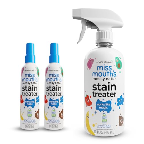 Miss Mouth's Messy Eater Stain Treater - 4oz 2-Pack & 16oz Spray Bottle - Laundry Spot Cleaner for Clothes, Carpet & Upholstery - Baby Stain Remover